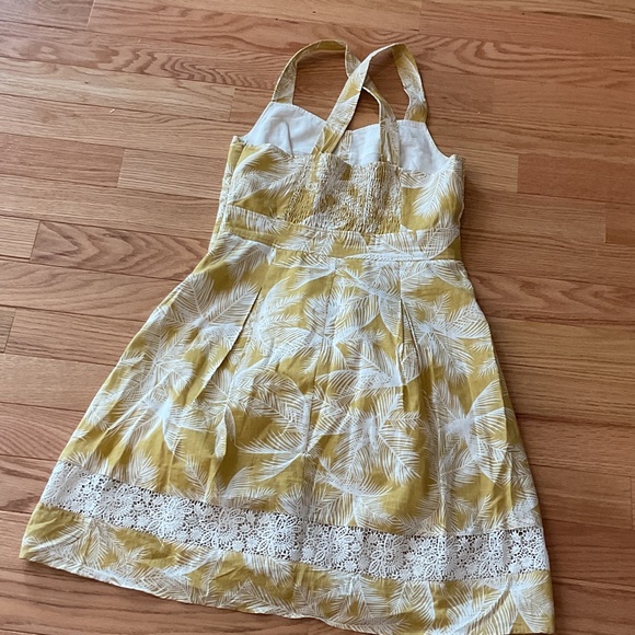 Melissa Fit And Flair Yellow Floral Sundress Lace Trim bohemian NWOT med cotton - Picture 10 of 12